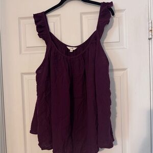 Terra & Sky Plum Ruffle Strap Tank Top
